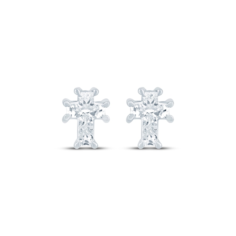 Lab-Created Diamonds by KAY Solitaire Cross Earrings 1-1/4 ct tw 14K White Gold (F/SI2)