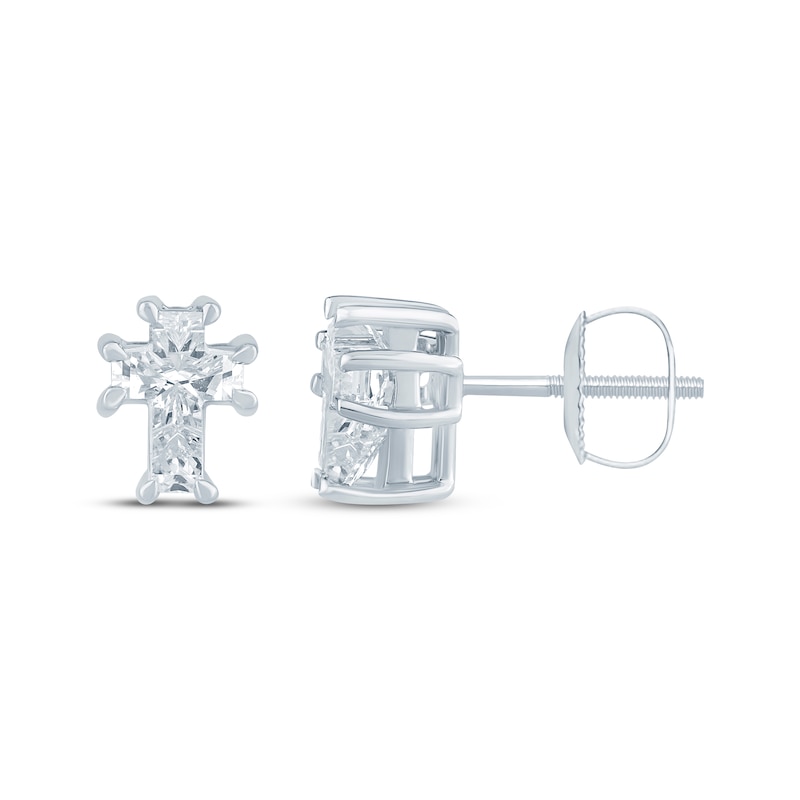 Main Image 3 of KAY Lab-Grown Diamonds Solitaire Cross Earrings 1-1/4 ct tw 14K White Gold (F/SI2)