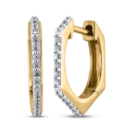 STUDIO BY KAY Diamond Hexagon Hoop Earrings 1/8 ct tw 10K Yellow Gold