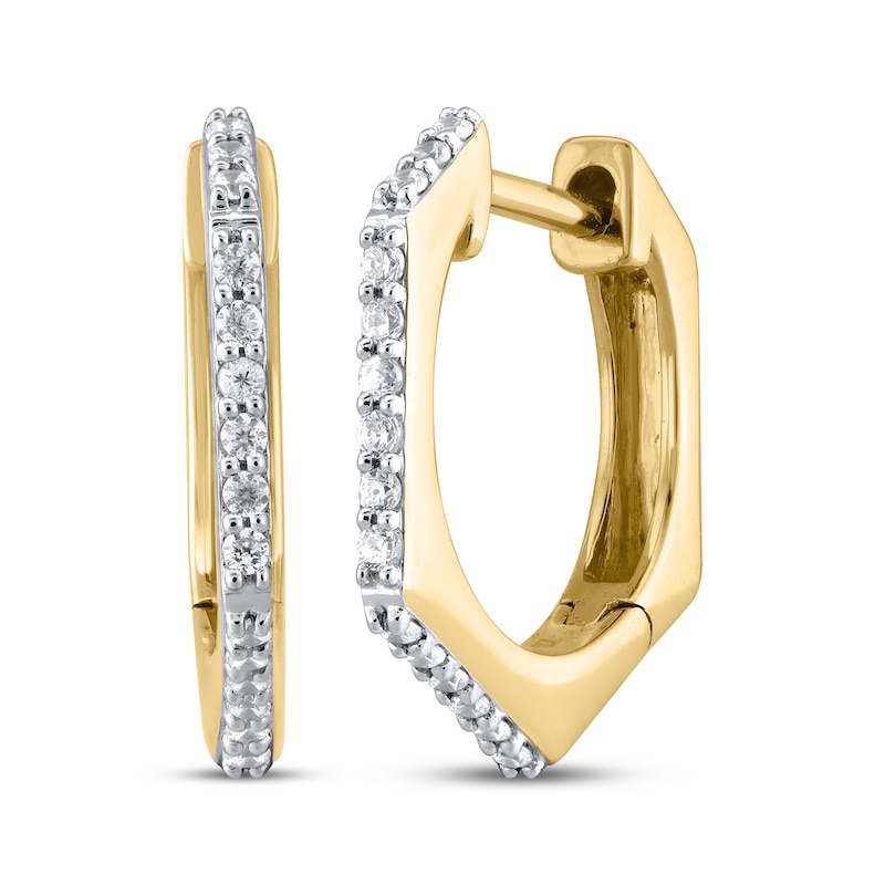 Main Image 1 of STUDIO BY KAY Diamond Hexagon Hoop Earrings 1/8 ct tw 10K Yellow Gold