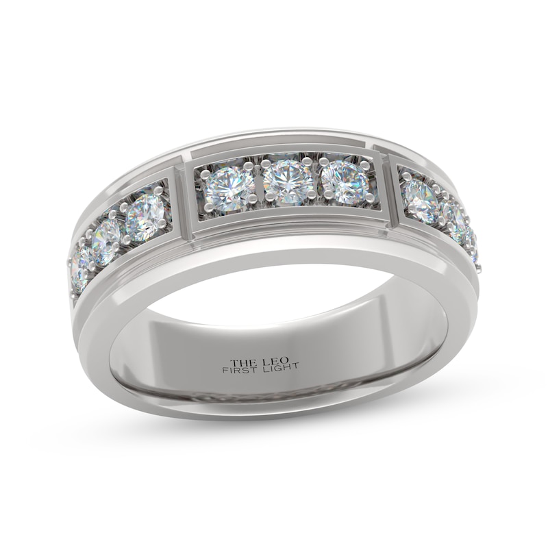 Main Image 1 of Men's THE LEO First Light Diamond Trios Wedding Band 3/4 ct tw 14K White Gold