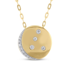 STUDIO BY KAY Diamond Moon & Stars Medallion Necklace 1/5 ct tw 10K Yellow Gold 18&quot;