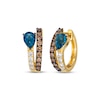 Thumbnail Image 1 of Le Vian Good Karma Pear-Shaped Blue Topaz Hoop Earrings 5/8 ct tw Diamonds 14K Honey Gold