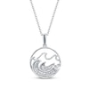 Thumbnail Image 1 of Diamond Ocean Waves Circle Necklace 1/8 ct tw Sterling Silver 18&quot;