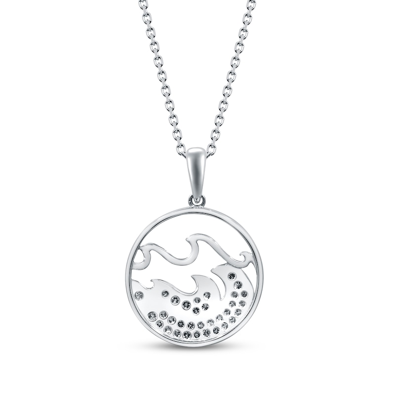 Main Image 3 of Diamond Ocean Waves Circle Necklace 1/8 ct tw Sterling Silver 18&quot;