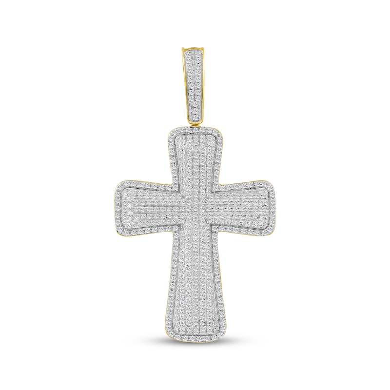 Main Image 1 of Men's Diamond Puff Cross Charm 1 ct tw 10K Yellow Gold