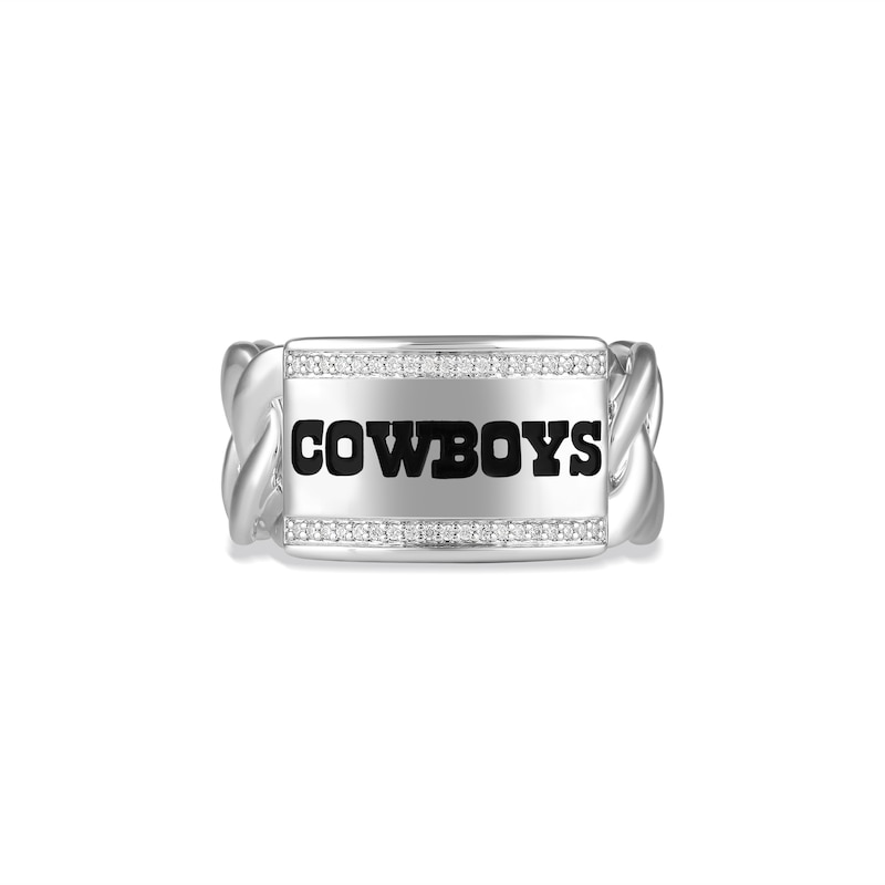 Main Image 1 of True Fans Dallas Cowboys 1/10ct tw Diamond &quot;COWBOYS&quot; Chain Ring Sterling Silver