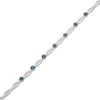 Thumbnail Image 2 of Blue Diamond Flower & Marquise Link Bracelet 1/2 ct tw Sterling Silver 7.25&quot;