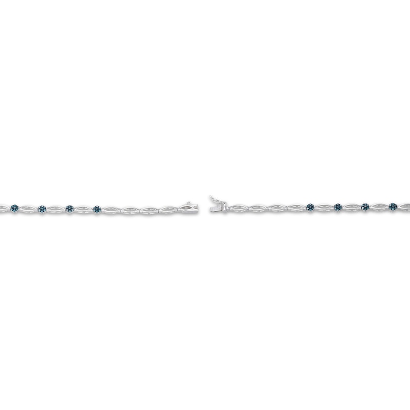 Main Image 3 of Blue Diamond Flower & Marquise Link Bracelet 1/2 ct tw Sterling Silver 7.25&quot;