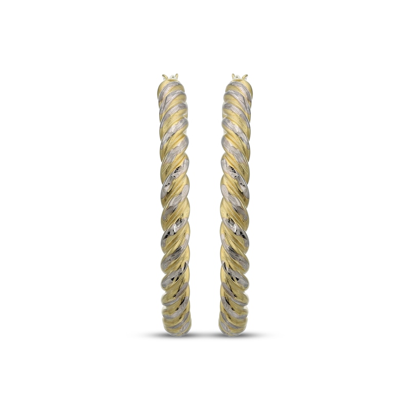 Main Image 2 of Reaura Diamond-Cut Twist Hoop Earrings Repurposed 14K Yellow Gold 33mm