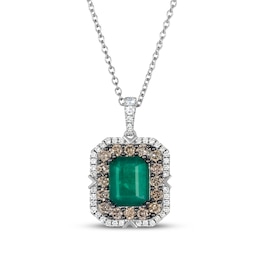 Le Vian Vault Emerald-Cut Emerald Necklace 1-1/5 ct tw Diamonds Platinum 18&quot;