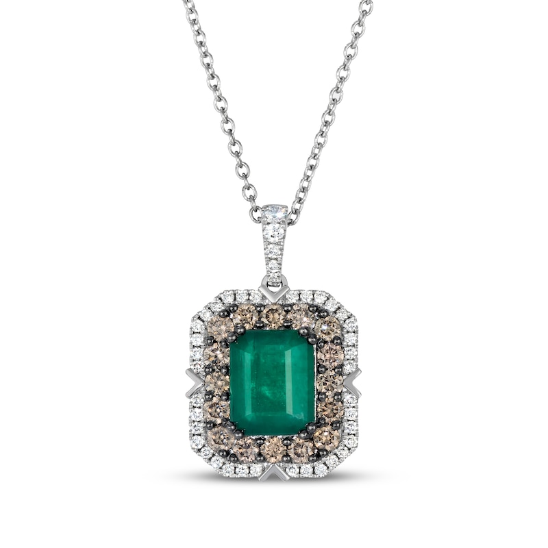 Main Image 1 of Le Vian Vault Emerald-Cut Emerald Necklace 1-1/5 ct tw Diamonds Platinum 18&quot;