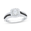 Thumbnail Image 1 of Now + Forever Round-Cut White & Black Diamond Halo Engagement Ring 5/8 ct tw 14K White Gold