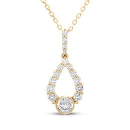 Milestones Diamond Teardrop Necklace 3/4 ct tw 10K Yellow Gold 18&quot;