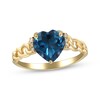 Thumbnail Image 1 of Heart-Shaped London Blue Topaz & Diamond Ring 1/20 ct tw 10K Yellow Gold