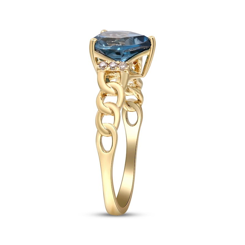 Main Image 2 of Heart-Shaped London Blue Topaz & Diamond Ring 1/20 ct tw 10K Yellow Gold