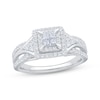 Thumbnail Image 1 of Now + Forever Princess-Cut Quad Diamond Double Halo Engagement Ring 5/8 ct tw 14K White Gold