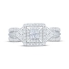 Thumbnail Image 3 of Now + Forever Princess-Cut Quad Diamond Double Halo Engagement Ring 5/8 ct tw 14K White Gold