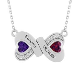 Color Stone Couple's Infinity Heart Necklace