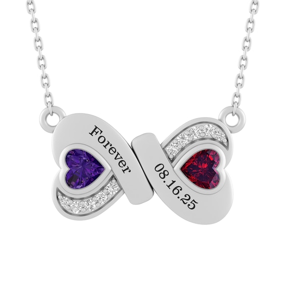 Color Stone Couple's Infinity Heart Necklace