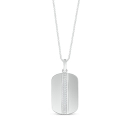 Men's Diamond Double-Sided Dog Tag Necklace 1/5 ct tw Sterling Silver 22&quot;