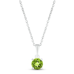 Peridot Birthstone Necklace Sterling Silver 18&quot;