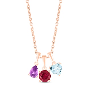 Lab-Created Opal Birthstone Necklace 10K Rose Gold 18