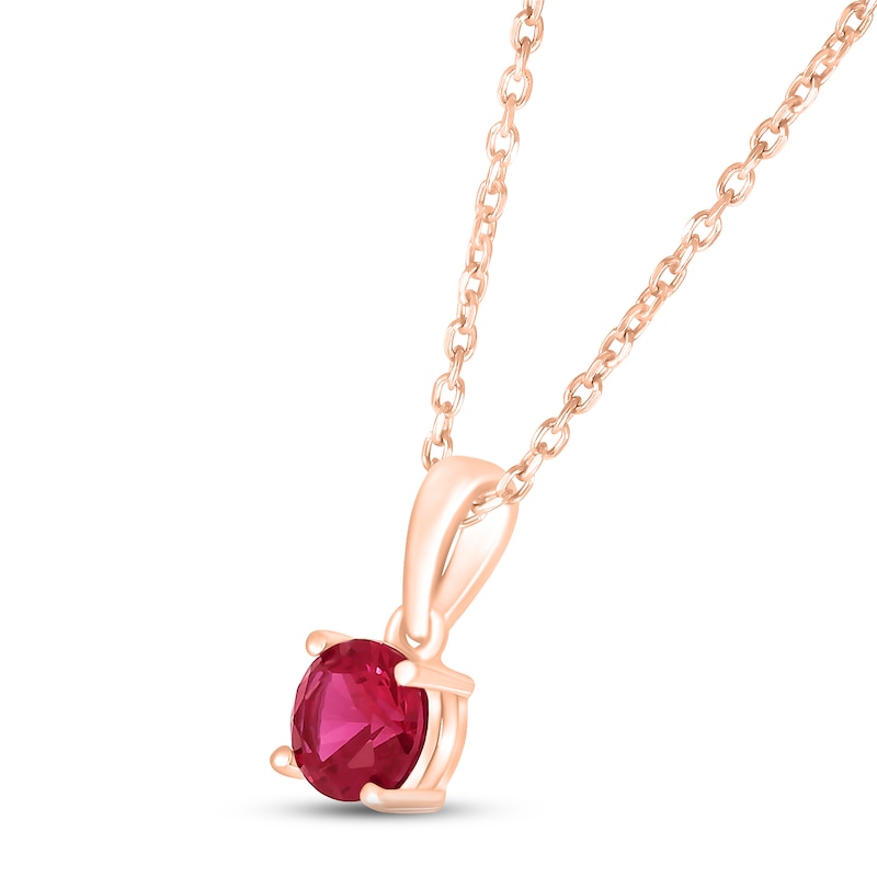 Main Image 2 of Lab-Created Ruby Birthstone Necklace 10K Rose Gold 18&quot;