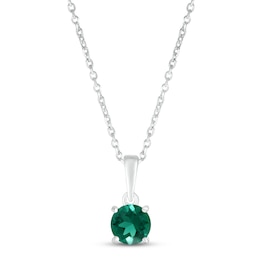 Lab-Created Emerald Birthstone Necklace 10K White Gold 18&quot;