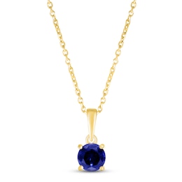 Blue Lab-Created Sapphire Birthstone Necklace 10K Yellow Gold 18&quot;