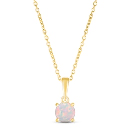 Lab-Created Opal Birthstone Necklace 10K Yellow Gold 18&quot;