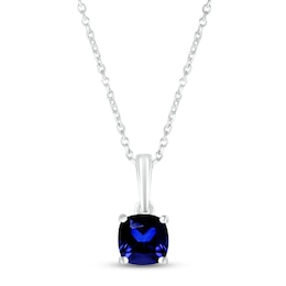 Blue Lab-Created Sapphire Birthstone Necklace Sterling Silver 18&quot;