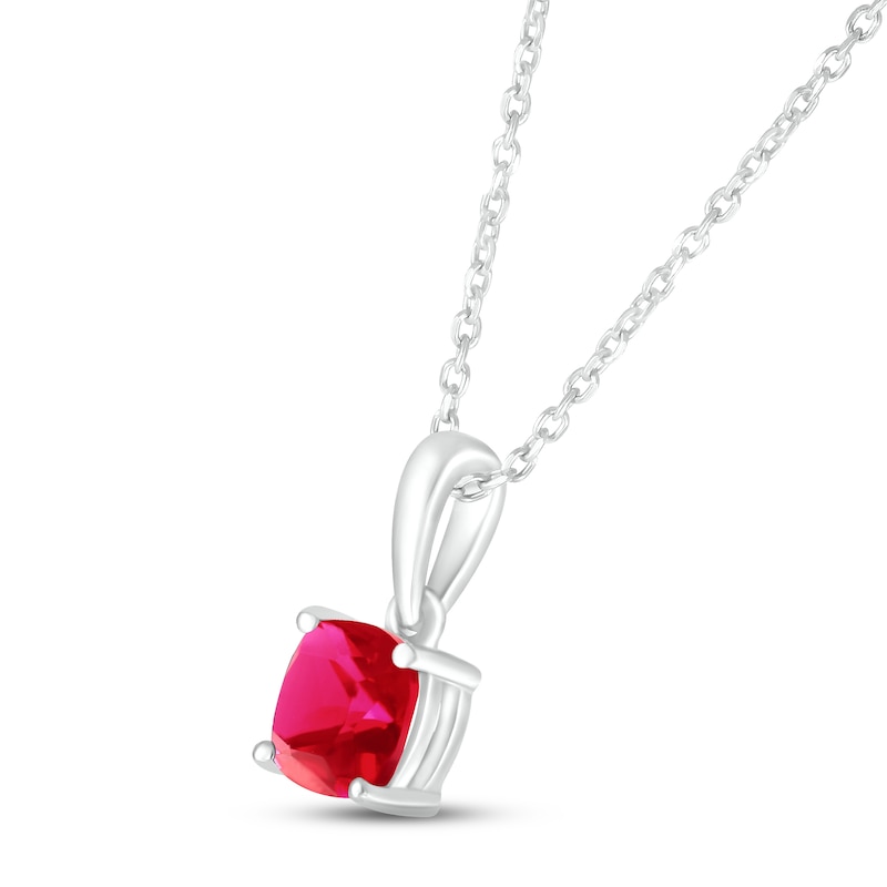 Lab-Created Ruby Birthstone Necklace Sterling Silver 18