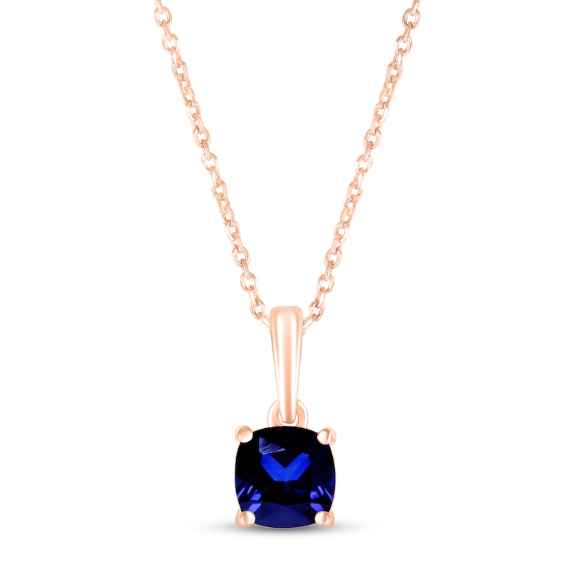 Main Image 1 of Blue Lab-Created Sapphire Birthstone Necklace 10K Rose Gold 18&quot;