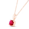 Thumbnail Image 1 of Lab-Created Ruby Birthstone Necklace 10K Rose Gold 18"