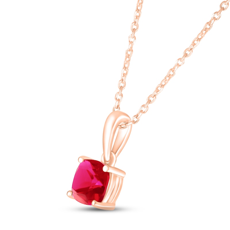 Lab-Created Ruby Birthstone Necklace 10K Rose Gold 18"