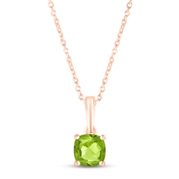 Peridot Birthstone Necklace 10K Rose Gold 18"