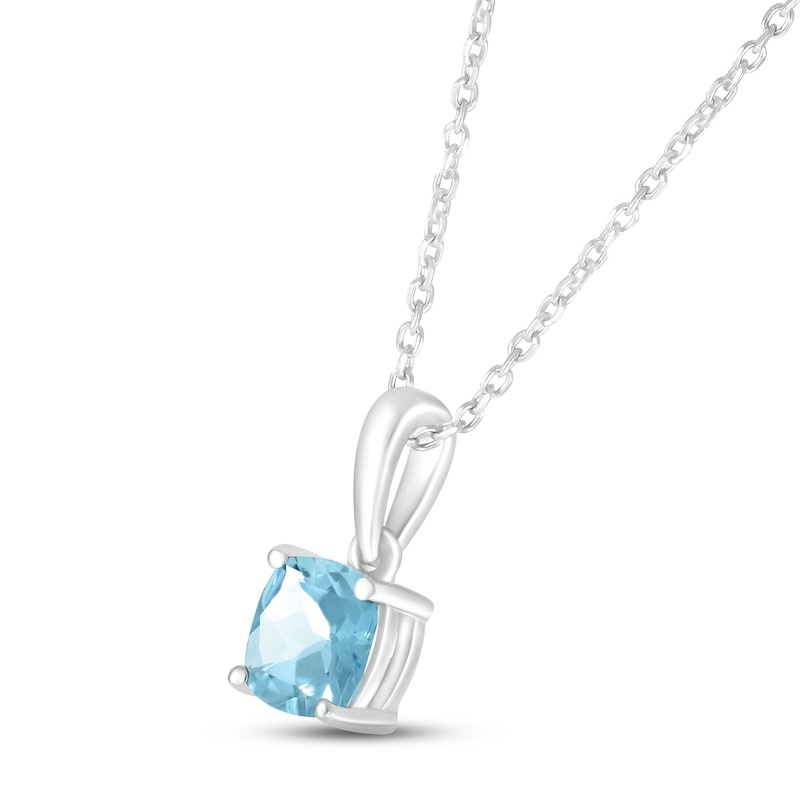 Main Image 2 of Aquamarine Birthstone Necklace 10K White Gold 18&quot;