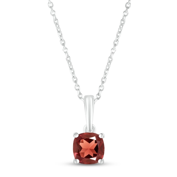 Garnet Birthstone Necklace 10K White Gold 18"