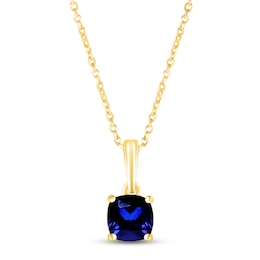 Blue Lab-Created Sapphire Birthstone Necklace 10K Yellow Gold 18&quot;