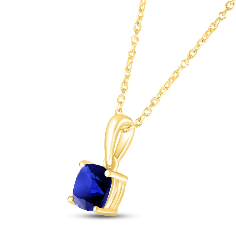 Main Image 2 of Blue Lab-Created Sapphire Birthstone Necklace 10K Yellow Gold 18&quot;