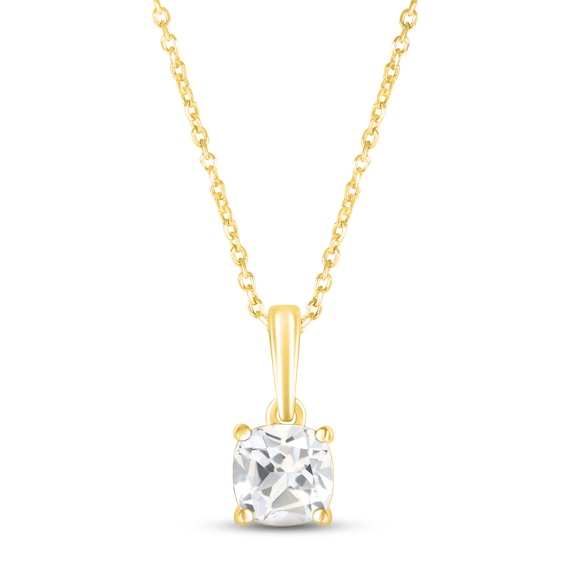 White Lab-Created Sapphire Birthstone Necklace 10K Yellow Gold 18"