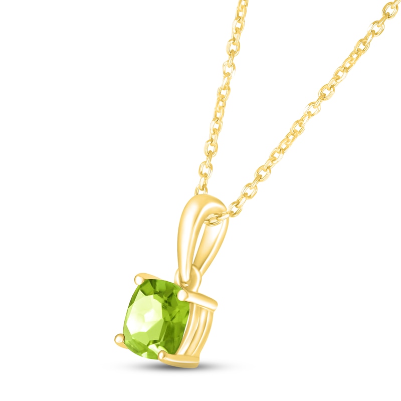 Peridot Birthstone Necklace 10K Yellow Gold 18"