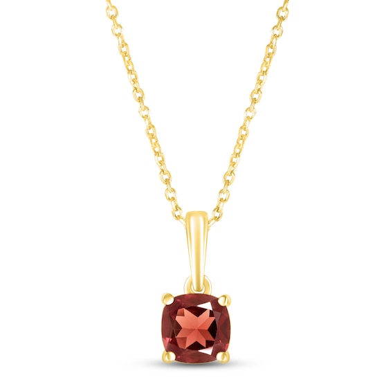 Garnet Birthstone Necklace 10K Yellow Gold 18