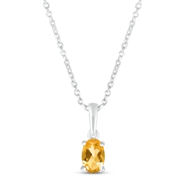 Citrine Birthstone Necklace Sterling Silver 18&quot;