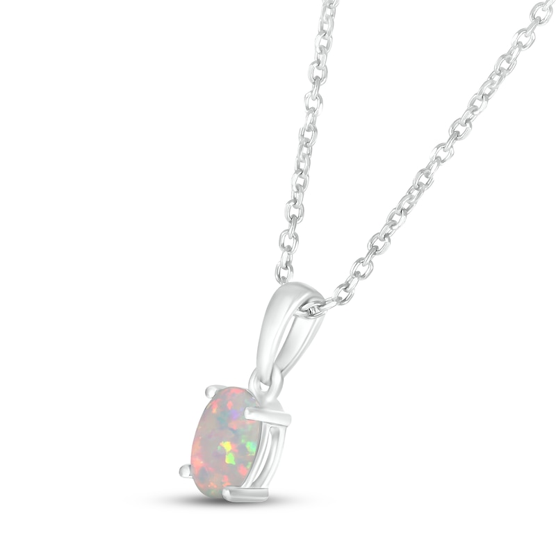 Main Image 2 of Lab-Created Opal Birthstone Necklace Sterling Silver 18&quot;