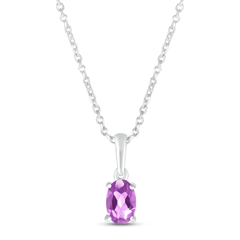 Main Image 1 of Amethyst Birthstone Necklace 10K White Gold 18&quot;