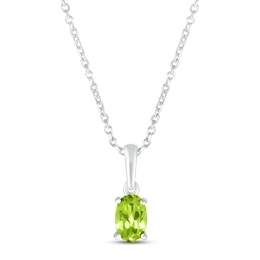 Peridot Birthstone Necklace 10K White Gold 18&quot;