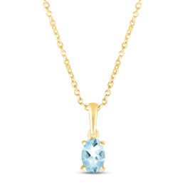 Aquamarine Birthstone Necklace 10K Yellow Gold 18&quot;