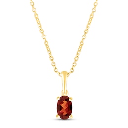 Garnet Birthstone Necklace 10K Yellow Gold 18&quot;
